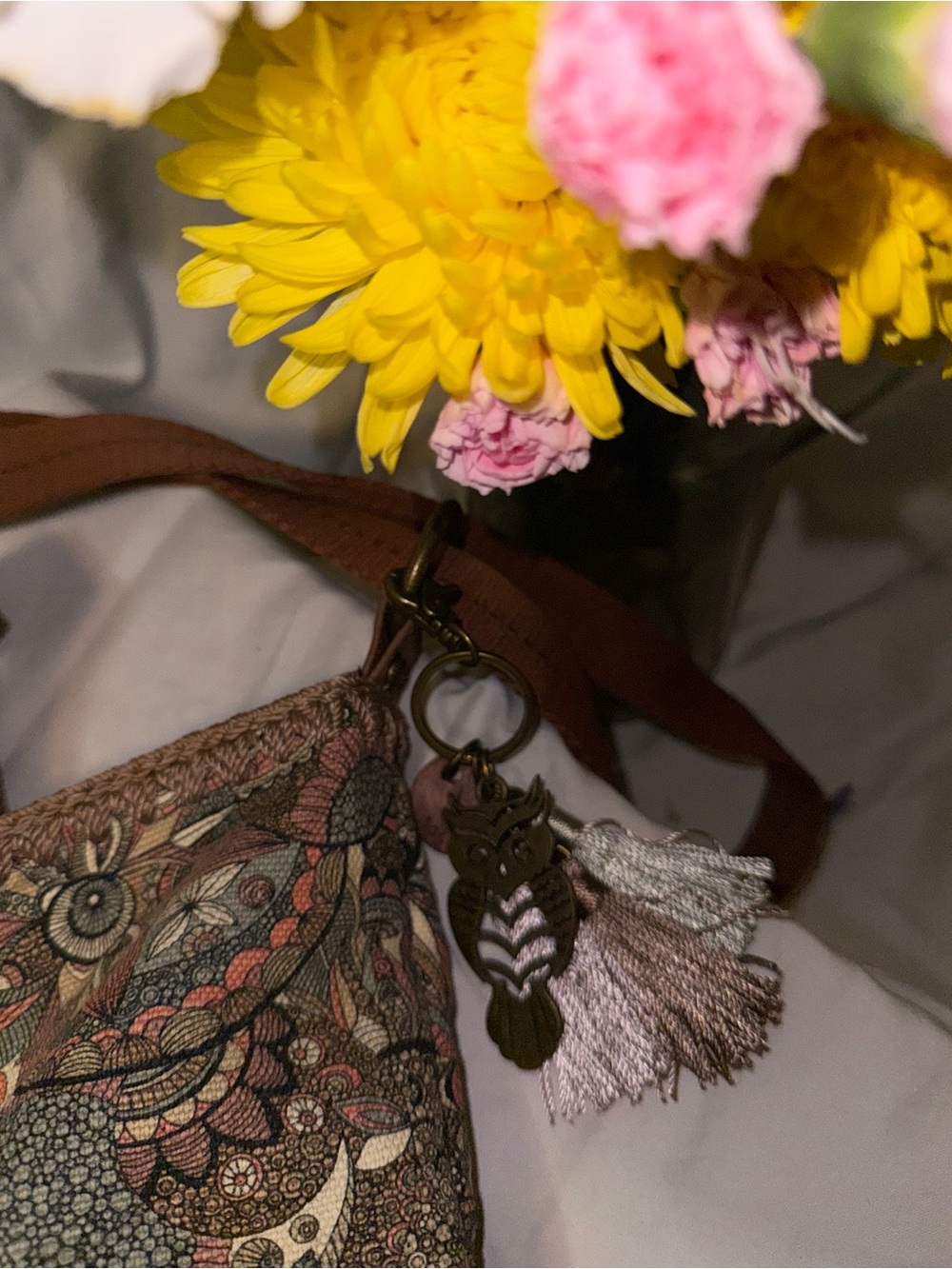 Sakroots North South Retired Floral Owl Canvas Tote - with Tassel - Picture 8 of 10